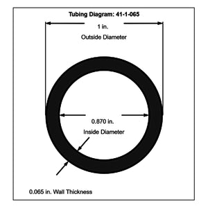 41-1-065-90-Diagram 4130 Round Chromoly Tubing 1 Inch 0.065 Inch 90 in. 7.5 ft.