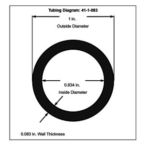 41-1-083-90-Diagram 4130 Round Chromoly Tubing 1 Inch 0.083 Inch 90 in. 7.5 ft.