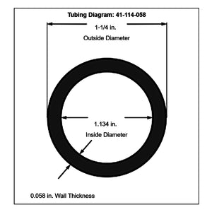 41-114-058-90-Diagram 4130 Round Chromoly Tubing 1-1 4 Inch 0.058 Inch 90 in. 7.5 ft.