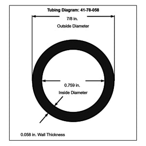 41-78-058-90-Diagram 4130 Round Chromoly Tubing 7 8 Inch 0.058 Inch 90 in. 7.5 ft.