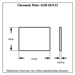 4130-18-9-12-Diagram 4130 Chromoly Plate .125" (1 8 in.) 9" x 12"