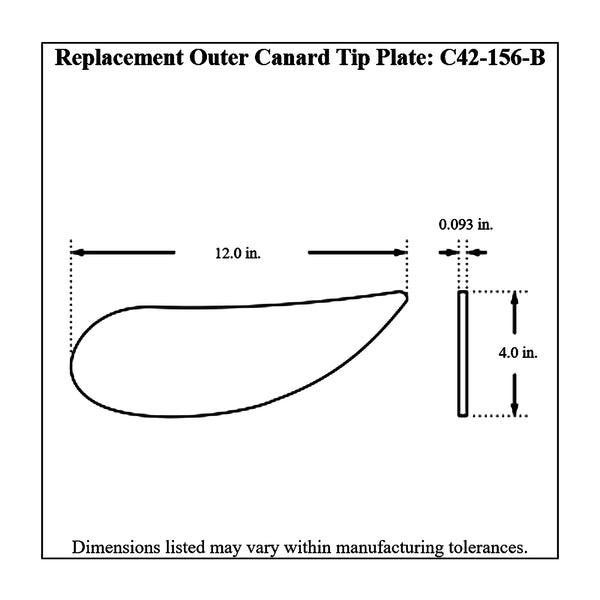 C42-123-BT-Diagram-2 Aluminum Front Canard Wings Inner and Outer Tips 6 Inch B Style