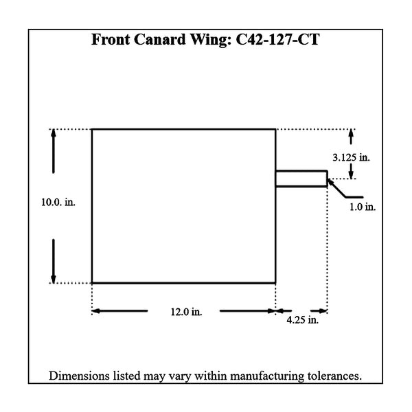 C42-127-CT-Diagram Aluminum Front Canard Wings Inner and Outer Tips 12 Inch C Style