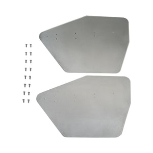 Pro-Werks pair of angled aluminum side panels with pre-drilled mounting holes, shown with a set of button-head fasteners
