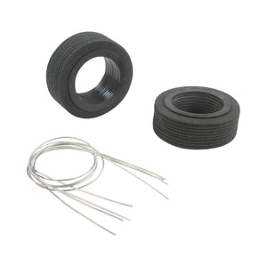 Stiletto replacement kit: two ribbed neoprene-nylon woven boots with threaded bores, 2-1/4 inch OD, plus a bundle of coiled wires