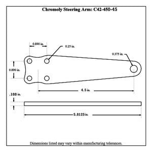 C42-450-45_diagram Stiletto Spindle 4130N Chromoly Steering Arm 4-1 2 Inch x 3 16 Inch