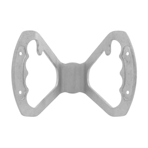Pro-Werks butterfly steering wheel base in raw billet aluminum, front view showing hourglass cutouts, center hub pad and mounting holes