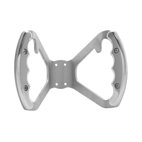 C42-482-B-D-R Billet Aluminum Butterfly Steering Wheel Raw Aluminum Base Drilled Base - with Button Tabs Polished Grips