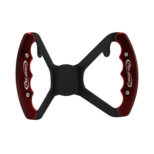 C42-484-B-BLK Billet Aluminum Butterfly Steering Wheel Black Anodized Base Undrilled Base - with Button Tabs Red Grips