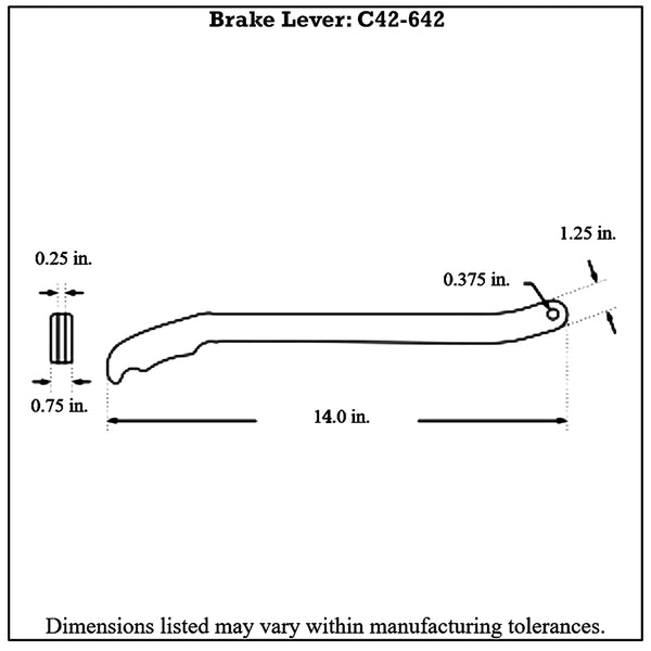 C42-642-diagram Polished Billet Aluminum Brake / Control Lever, with Billet Grips 14 Inches Long: 1 4 Inch Thick Polished