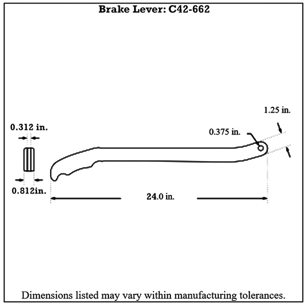 C42-662-diagram Polished Billet Aluminum Brake / Control Lever, with Billet Grips 24 Inches Long: 5 16 Inch Thick Polished