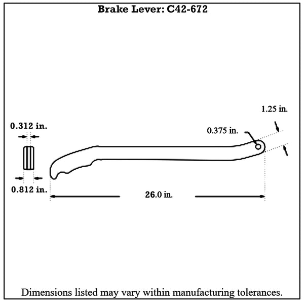 C42-672-diagram Polished Billet Aluminum Brake / Control Lever, with Billet Grips 26 Inches Long: 5 16 Inch Thick Polished