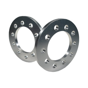 Pair of Pro-Werks billet aluminum wheel spacers, 1/2 in. thick, each double-drilled with ten bolt holes around a large center bore