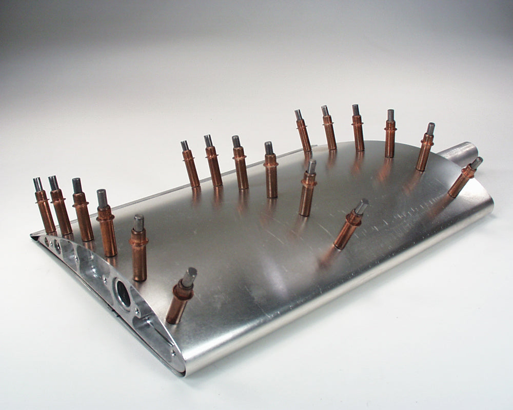 Cleco temporary fasteners holding sheet metal panels during mock-up