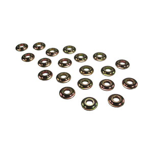 Bag of 20 Pro-Werks mild steel rod end safety washers, gold zinc plated, with radius undercut, 1/2 in. hole and 1-1/4 in. OD