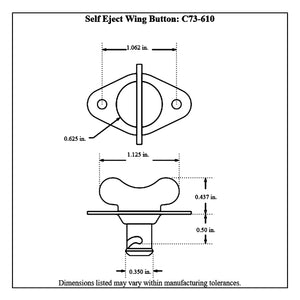 C73-610 Pro-werks Steel Self-Eject Dzus Buttons, Pack of 10 Wing .500 Inch