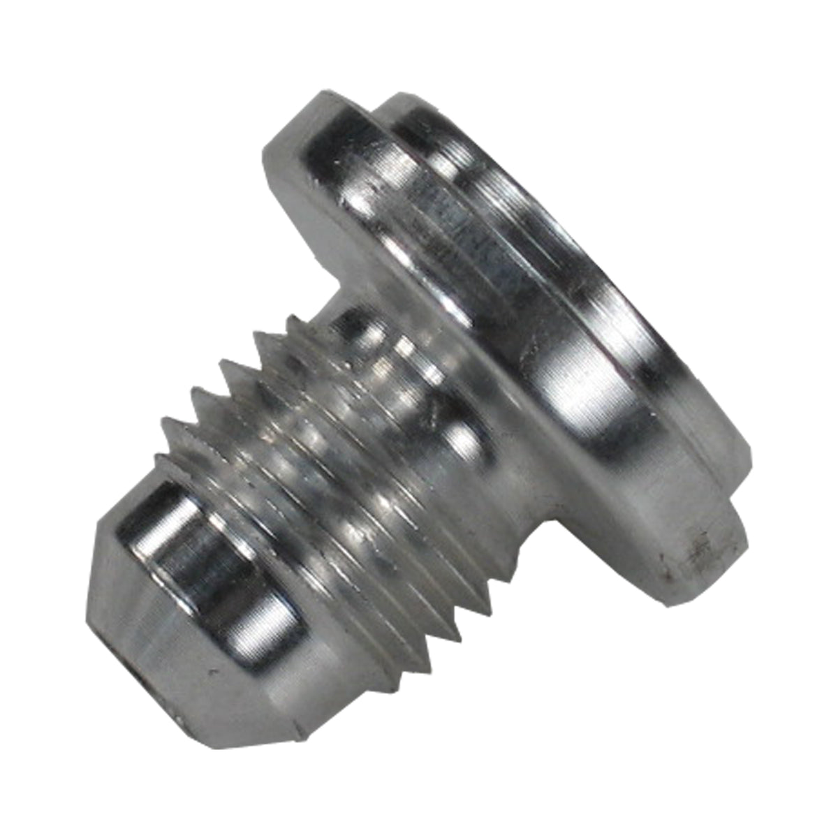 Mild steel male AN weld bung from Pro-Werks with contoured inlet, external threads and stepped shoulder, 3/4 in. diameter