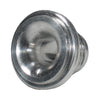 Machined mild steel weld bung from Pro-Werks, shown at an angle with a contoured flared inlet face and external threads