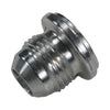 Pro-Werks male weld bung, -8 AN thread with contoured inlet and stepped shoulder, machined mild steel, 1 in. diameter
