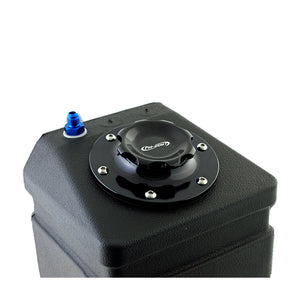 C73-705-BLK_3 Pro-werks Easy Turn Fuel Cell Filler Cap with Lanyard Boss and 6-Bolt Aluminum Fuel Cell Bung Black 6 Bolt: 2-3 4 Inch Cap Black