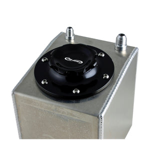 C73-705-BLK_4 Pro-werks Easy Turn Fuel Cell Filler Cap with Lanyard Boss and 6-Bolt Aluminum Fuel Cell Bung Black 6 Bolt: 2-3 4 Inch Cap Black