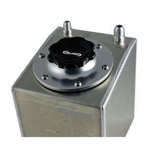 C73-705_12 Pro-werks Easy Turn Fuel Cell Filler Cap with Lanyard Boss and 12-Bolt Aluminum Fuel Cell Bung Silver 6 Bolt: 2-3 4 Inch Cap Black