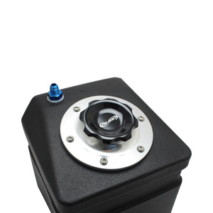 C73-705_13 Pro-werks Easy Turn Fuel Cell Filler Cap with Lanyard Boss and 12-Bolt Aluminum Fuel Cell Bung Silver 6 Bolt: 2-3 4 Inch Cap Black