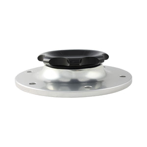 C73-705_3 Pro-werks Easy Turn Fuel Cell Filler Cap with Lanyard Boss and 12-Bolt Aluminum Fuel Cell Bung Silver 6 Bolt: 2-3 4 Inch Cap Black