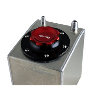 C73-706-BLK_3 Pro-werks Easy Turn Fuel Cell Filler Cap with Lanyard Boss and 6-Bolt Aluminum Fuel Cell Bung Black 6 Bolt: 2-3 4 Inch Cap Red