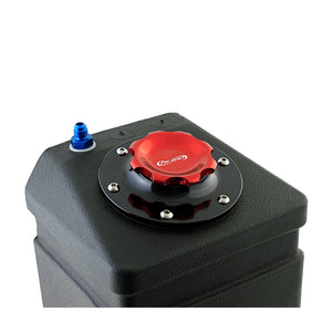 C73-706-BLK_4 Pro-werks Easy Turn Fuel Cell Filler Cap with Lanyard Boss and 6-Bolt Aluminum Fuel Cell Bung Black 6 Bolt: 2-3 4 Inch Cap Red