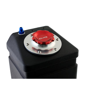 C73-706_12 Pro-werks Easy Turn Fuel Cell Filler Cap with Lanyard Boss and 6-Bolt Aluminum Fuel Cell Bung Silver 6 Bolt: 2-3 4 Inch Cap Red