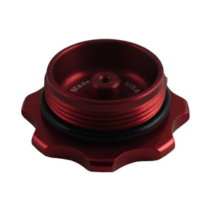 C73-706_17 Pro-werks Easy Turn Fuel Cell Filler Cap with Lanyard Boss and 6-Bolt Aluminum Fuel Cell Bung Silver 6 Bolt: 2-3 4 Inch Cap Red