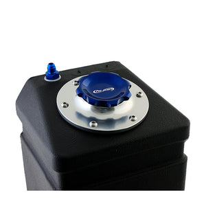 C73-707_6 Pro-werks Easy Turn Fuel Cell Filler Cap with Lanyard Boss and 6-Bolt Aluminum Fuel Cell Bung Silver 6 Bolt: 2-3 4 Inch Cap Blue