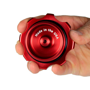 C73-707_9 Pro-werks Easy Turn Fuel Cell Filler Cap with Lanyard Boss and 6-Bolt Aluminum Fuel Cell Bung Silver 6 Bolt: 2-3 4 Inch Cap Blue