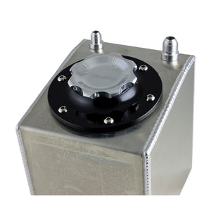 C73-709-BLK_3 Pro-werks Easy Turn Fuel Cell Filler Cap with Lanyard Boss and 6-Bolt Aluminum Fuel Cell Bung Black 6 Bolt: 2-3 4 Inch Cap Polished