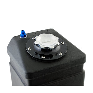 C73-709-BLK_4 Pro-werks Easy Turn Fuel Cell Filler Cap with Lanyard Boss and 6-Bolt Aluminum Fuel Cell Bung Black 6 Bolt: 2-3 4 Inch Cap Polished