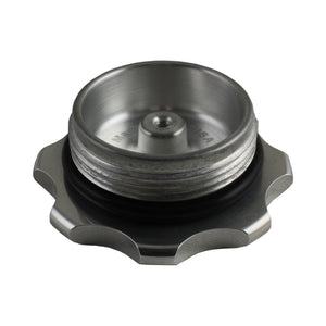 C73-709_16 Pro-werks Easy Turn Fuel Cell Filler Cap with Lanyard Boss and 12-Bolt Aluminum Fuel Cell Bung Silver 6 Bolt: 2-3 4 Inch Cap Polished