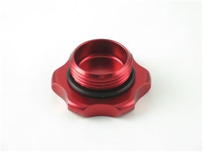 C73-736-B_7 Easy Turn Fill Cap with Aluminum Bolt-On Bung 1-5 8 Inch without Lanyard Boss Red