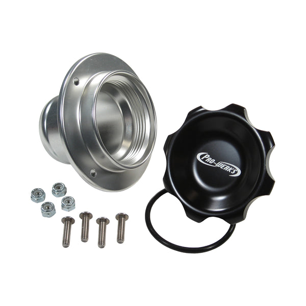 C73-775-H2 Easy Turn Fill Cap with Aluminum Remote Mount Bung 2-3 4 Inch with Lanyard Boss Remote Mount: 2 Inch Hose Black