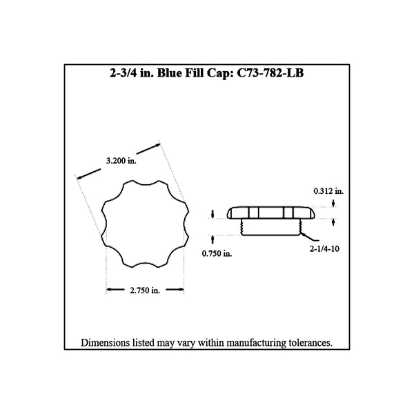 C73-777-B_Diagram_1eeaaf9a-c615-44d0-8bfc-995cbfa8a96e Easy Turn Fill Cap with Aluminum Bolt-On Bung 2-3 4 Inch with Lanyard Boss Blue