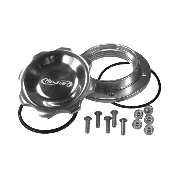 C73-779-B_1 Easy Turn Fill Cap with Aluminum Bolt-On Bung 2-3 4 Inch with Lanyard Boss Polished