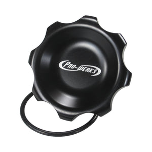 C73-780_1 Pro-werks Easy Turn Filler Cap with O-Ring 2-3 4 Inch with Lanyard Boss Black