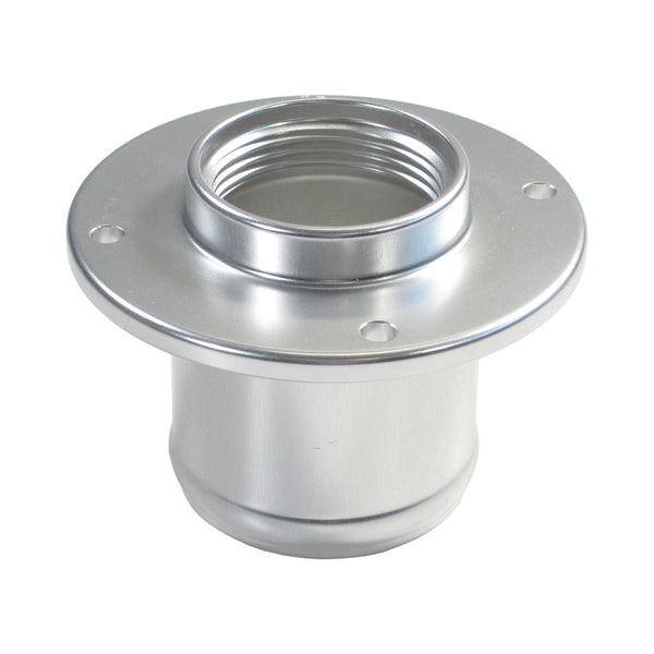 C73-794_3 Aluminum Remote Mount Fill Cap Bung Remote Mount: 2 Inch Hose 2-3 4 Inch Silver