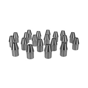 Pro-Werks 4130N chromoly weld-in tube adapters for round tube, bag of 20, with tapered bodies and 3/8-24 right-hand threaded bores, for 1" OD x .065" wall tube
