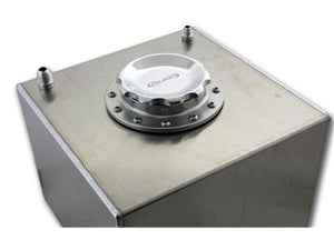 C74-719_10 Pro-werks Easy Turn Fuel Cell Filler Cap with Lanyard Boss and 12-Bolt Aluminum Fuel Cell Bung Silver 12 Bolt: 4-1 4 Inch Cap Polished