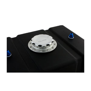 C74-719_11 Pro-werks Easy Turn Fuel Cell Filler Cap with Lanyard Boss and 12-Bolt Aluminum Fuel Cell Bung Silver 12 Bolt: 4-1 4 Inch Cap Polished