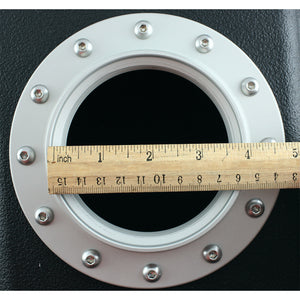 C74-719_2 Pro-werks Easy Turn Fuel Cell Filler Cap with Lanyard Boss and 12-Bolt Aluminum Fuel Cell Bung Silver 12 Bolt: 4-1 4 Inch Cap Polished