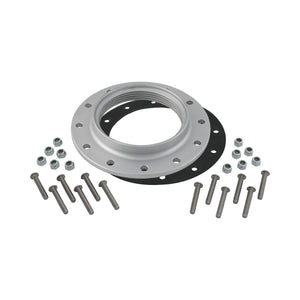 C74-722 Pro-werks Bolt-On Fuel Cell Aluminum Filler Cap Bung 12 Bolt: 4-1 4 Inch Fill Cap Silver