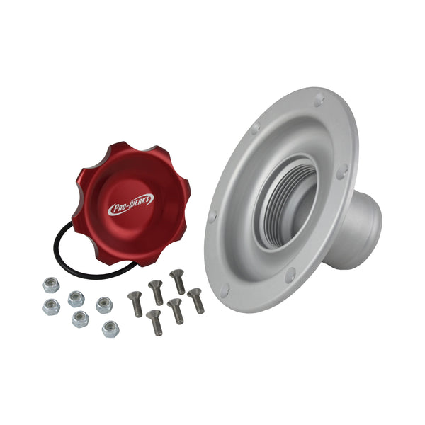 C74-776-H2 Easy Turn Fill Cap with Aluminum Remote Mount Bung 2-3 4 Inch with Lanyard Boss Recessed Remote Mount: 2 Inch Hose Red