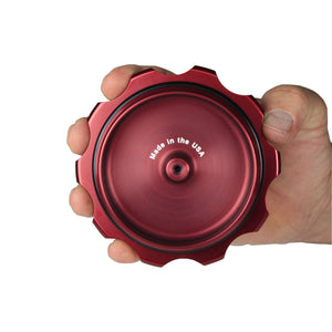 C74-784-LB_4 Pro-werks Easy Turn Filler Cap with O-Ring 4-1 4 Inch with Lanyard Boss Polished